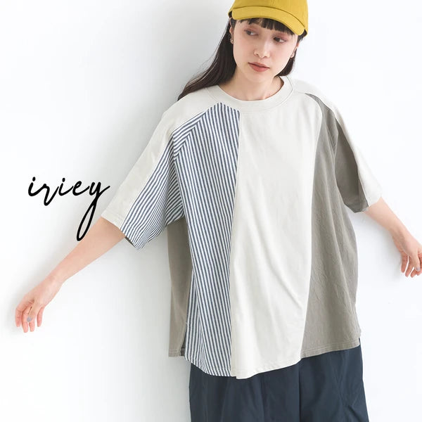 日本品牌《 Iriey 》異素材拼接短袖Tee